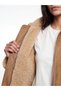 Vizyon New Season Beige Fur Collar Women's Suede Look Coat - 4