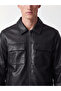 Seray New Season Black Regular Fit Men's Leather Look Coat - 3