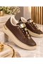 Women's Thick Sole Sneaker – Stylish Casual Sports Shoes with Stone, Pearl, and Heart Accessory Details - 3