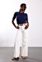 Ecru Pocket Knit Detailed Wide Leg Jean 1499 - 3