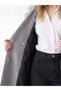 Özmarka New Season Gray Double-Breasted Collar Oversize Women's Cashmere Coat - 4