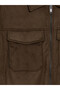 Peak New Season Khaki Regular Fit Shirt Collar Men's Suede Coat - 8