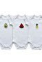 100% Cotton 3-Piece Embroidered Short Sleeve Baby Bodysuit Set (Avocado, Watermelon, Pineapple) - 7
