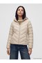 Özmarka New Season Beige Hooded Quilted Women's Puffer Coat