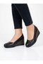 Genuine Leather Black 6 cm Wedge Heel Women's Shoes - 6