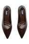 Women's Brown Colored Thick Heeled Pointed Toe Flat Stiletto Casual Shoes - 4