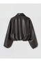 Women's Oversize Bomber Leather Look Jacket - 7