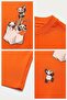 Panda Printed - Top Quality Cotton Fabric Oversize Simit Collar Short Sleeve T-Shirt Orange - 2