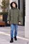 Khaki Zipper Pocket, Arma Detail, Fur Inside, Removable Hood, Boy's Coat 24905 - 2