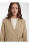 Vizyon New Season Brown Double-Breasted Collar Tie-Up Oversize Women's Blazer Jacket - 3
