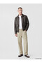 Ozmarka New Season Brown Regular Fit Shirt Collar Men's Leather Look Jacket - 2