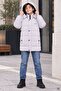 Gray Boy's Fur Lined Inflatable Coat with Removable Hood and Snap Closure 24897 - 2
