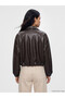 Women's Oversize Bomber Leather Look Jacket - 5