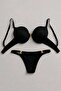 Violet Padded Underwired Black Bra Set - 2