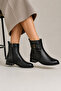 Women's Genuine Leather Casual Boots with Buckle Detail - 8