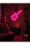 Elektro Gitar Figürlü LED Neon Duvar Tablosu | Pembe Aydınlatmalı Dekor | Müzik Odası