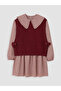 Ozmarka New Season Burgundy Plaid Girls' Dress and Sweater