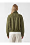 Özmarka New Season Khaki Stand Collar Suede Look Women's Jacket - 6