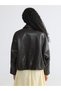 Ozmarka New Season Brown Shirt Collar Women's Leather Look Jacket - 5