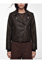 Biker Collar Women's Leather Look Jacket - 4