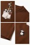 Panda Printed - Top Quality Cotton Fabric Oversize Simit Collar Short Sleeve T-Shirt Brown - 2