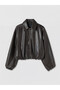 Women's Oversize Bomber Leather Look Jacket - 6