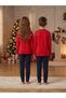 Children's Unisex Christmas Printed New Year Themed 100% Cotton Pajama Set - 3