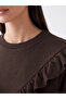 Crew Neck Ruffled Women's Sweatshirt Tunic - 3