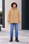 Mustard Boy's Detachable Hooded Inflatable Coat with Flap Pockets and Embroidered Logo and Fur Inside 24921 - 2