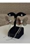 Butterfly Design Women's Earrings with Zircon Stones and Long Chain Dangle - 2