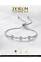 Women's Quality Steel Elevator Adjustable Bracelet Silver Color with Sparkling Clover Figure - 3