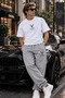 Deer Printed Oversize Cotton Premium T-Shirt Tracksuit Combination Set - 2