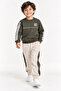 Boy's Khaki Beige 10 Embroidered Ribbed Long-Sleeved 2-Piece Tracksuit Set - 3