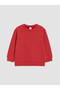 Ozmarka New Season Red Crew Neck Thick Sweatshirt for Girls