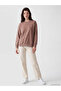 Özmarka New Season Brown Crew Neck Stone-Embellished Women's Sweatshirt - 2