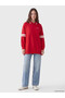 Ozmarka New Season Red Polo Collar Printed Women's Sweatshirt Tunic - 2