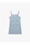 Square Collar Buttoned Strap Tweed Gilet Dress - 4