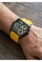 Yellow-Black Men's Wristwatch |   50 mm Stainless Steel Case, Silicone Cord - 6