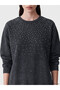 Vizyon New Season Blue Crew Neck Stone-Embellished Women's Sweatshirt - 3
