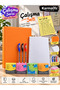 A4 4-Ring Folder Work Set with 8 Color Options Orange – 100 Sheets of A4 Unlined Paper, 3 Ballpoint Pens and 4 Color Post-Its