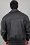 Oversize Stand Collar Patterned Faux Leather Coat Kmd 881_50529 - 7