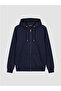 Navy Blue Hooded Men's Zippered Sweatshirt - 8