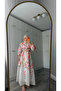 New Season Women's Lined Buttoned Design Dress Printed Tulle - 3
