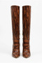 Women's Knee-Length Thin Heeled Pointed Toe Zippered Long Boots - Umay - Taba Yilan - 2