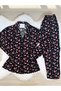 Santa Claus Patterned Suede Shirt Collar Long Sleeve Pajama Set - 8