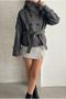Women's Belted Button Detailed Stand Collar Cashmere Short Coat