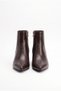 Women's Pointed Toe Short Heeled Goblet Heel Zippered Ankle Boots - Alta - Brown - 3