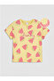 Yellow Glitter Printed Girls' T-Shirt - 5