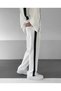 Men's Scuba Fabric Oversize Stripe Detailed Zippered Top and Bottom Tracksuit Set - White - 2