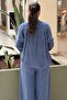 Short Front, Long Back Tunic and Trousers Set with Drawstring Detail - 4